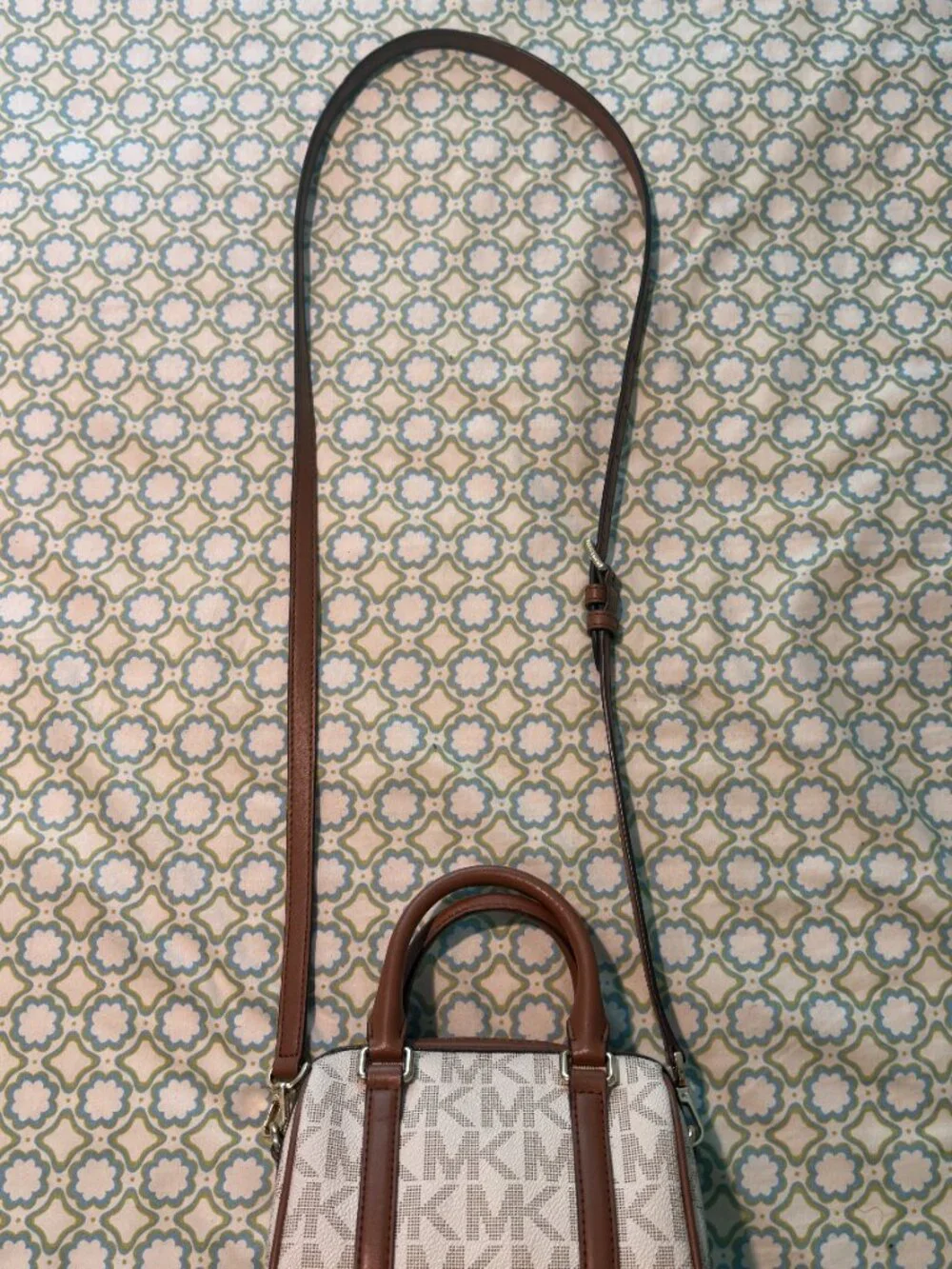 Michael Kors Bedford Mini Satchel Crossbody Vanilla Brown Signature MK Logo